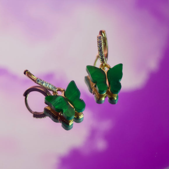 Jasmine Green Butterfly Earrings