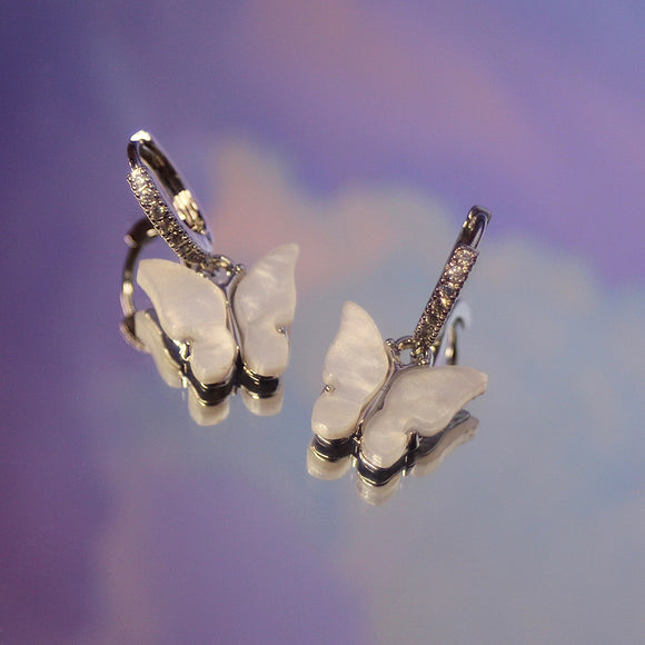 Aurora White Butterfly Earrings