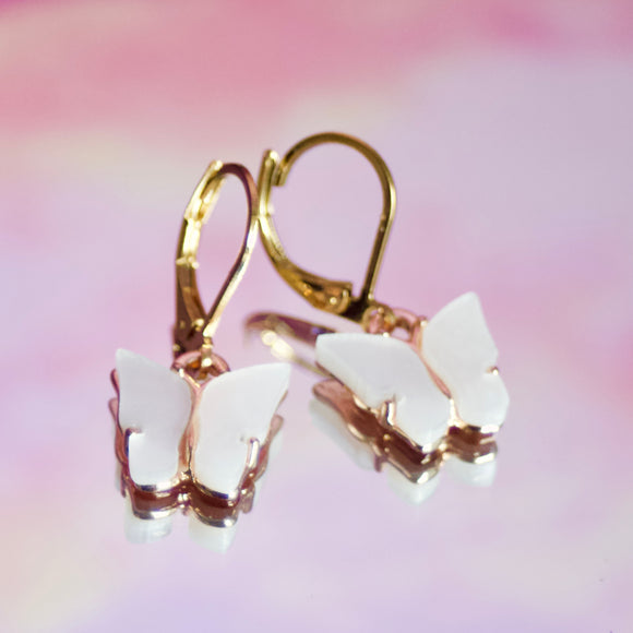 Soraya White Butterfly Earrings