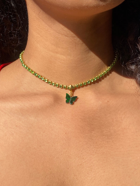Icy Green Butterfly Necklace