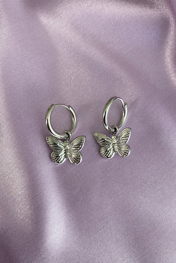 Twiggy Silver Butterfly Earrings