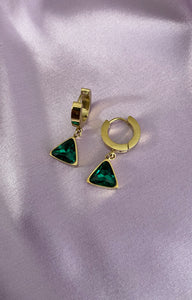 Billie Triangle Emeral Gem Earrings