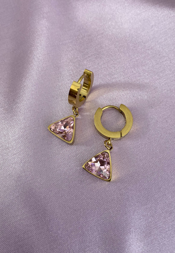 Stacey Triangle Pink Gem Earrings