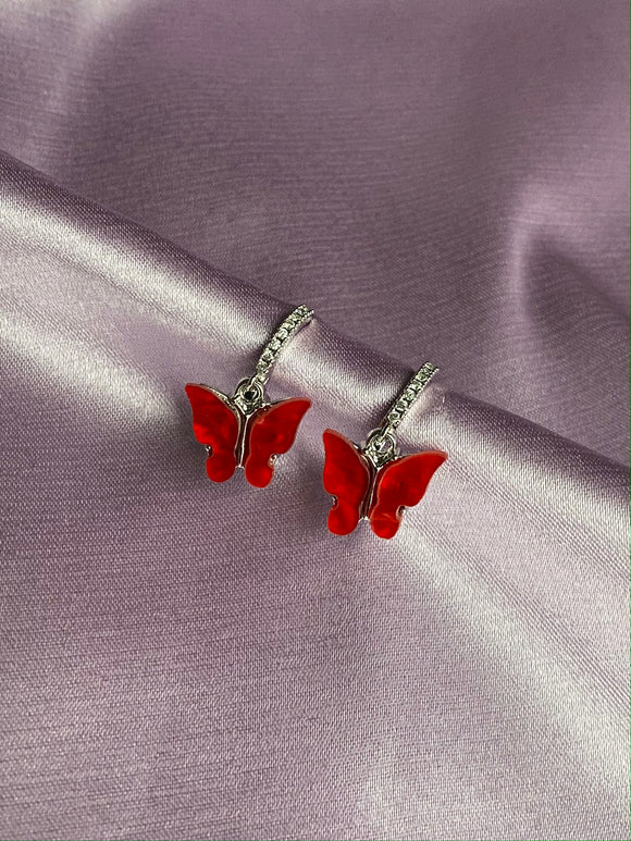 Aurora Red Butterfly Earrings