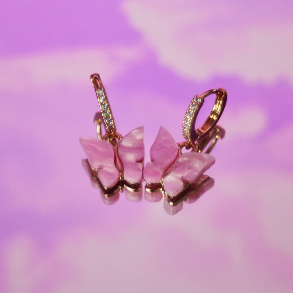 Jasmine Pink Butterfly Earrings