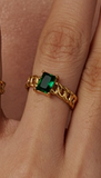 Emerald Gem Chain Adjustable Ring